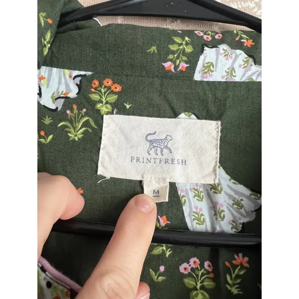 Printfresh Gardening Ghosts Long PJ Set Overgrown Moss Green M